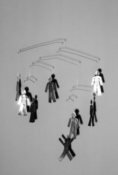 Metal mobile made from flashing and galvanized wire