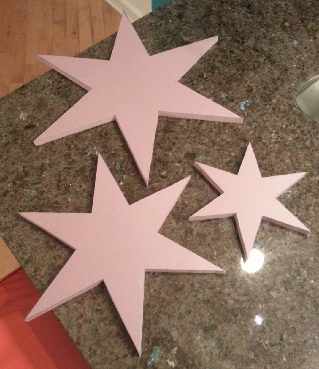 6-pointed Chicago stars cut from foam